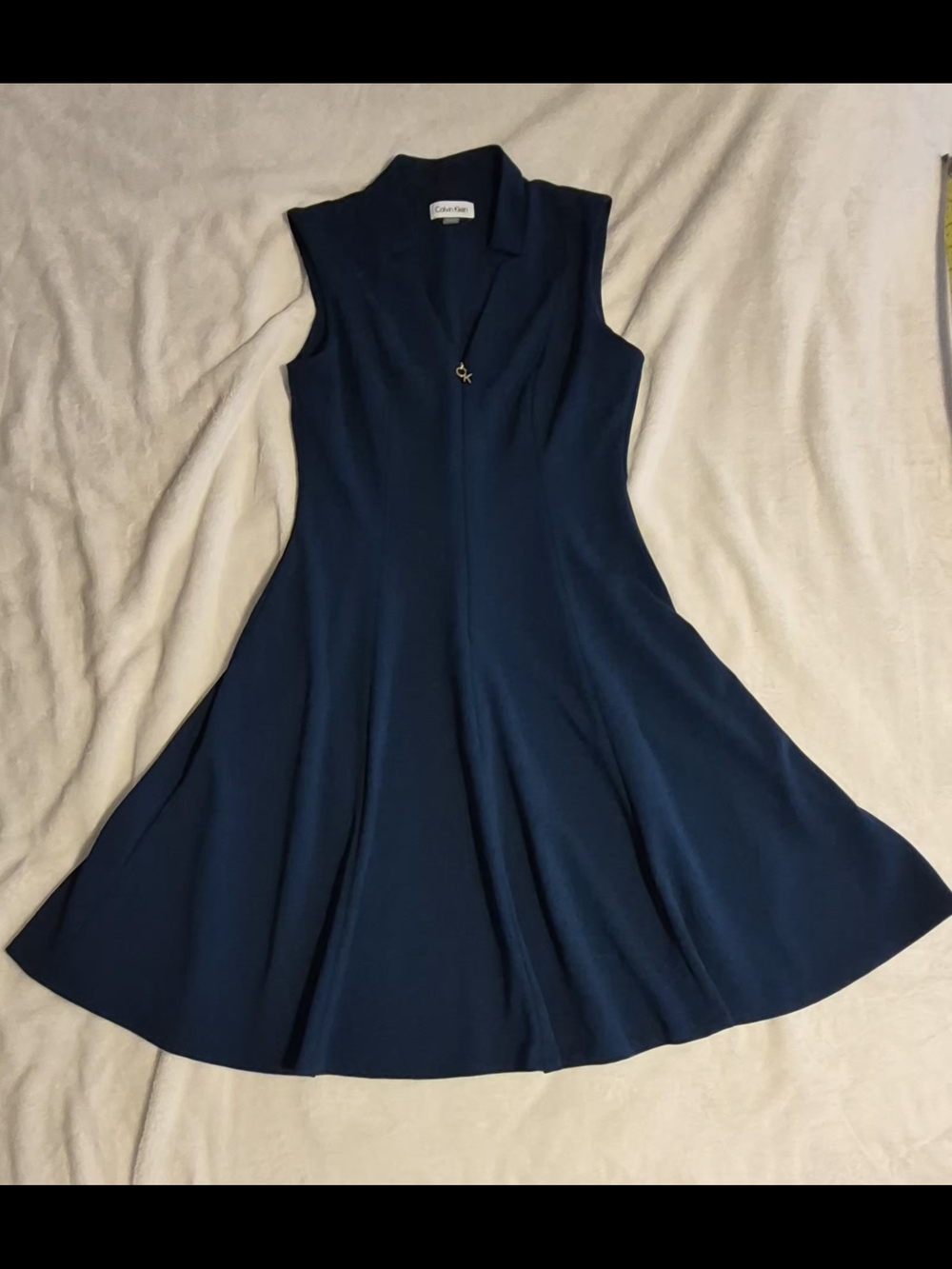Calvin Klein Navy Sleeveless Fit-and-Flare Dress